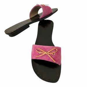 Vaneli Fuchsia Pink Suede Bow Slide Sandals Size 8.5 M Resort